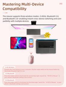 HP Pink Wireless Mouse (DM10) - Sensor Optik, Termasuk Penerima USB, Kompatibel dengan Smartphone/Tablet/Laptop - Mouse Portabel - View 10