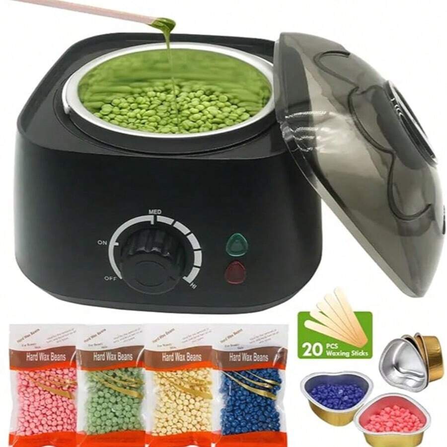 4 Packs Wax Beads And 20 Applicator Sticks, Waxing Kit, Wax Warmer, Wax Pot For Hair Removal: Wax Heater Kit For Waxing, Painless Waxing Machine For Full Body - 英規插(220-240V) - 查看 1