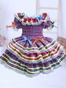 Children's And Teens' Country-Style Dress For June Festivals, Traditional Square Dances, Saint John's Day, Borboletinhas Kids - Pink - View 2