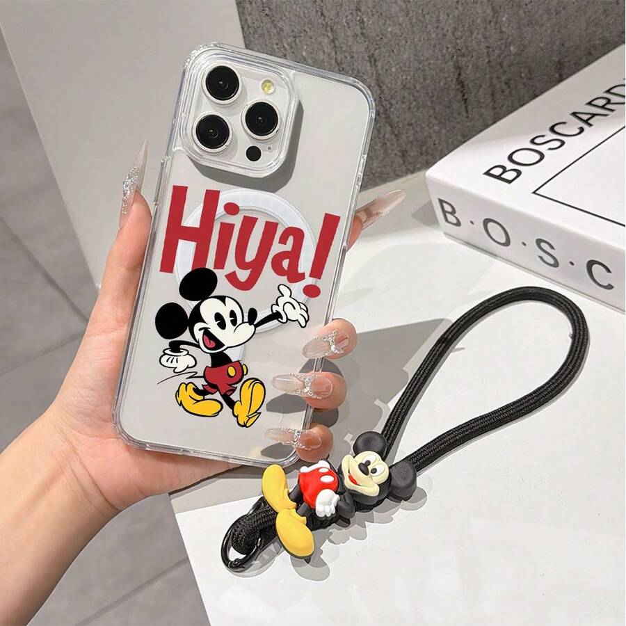 This Disney Mickey Mouse Pattern Lanyard Phone Case Features A Strong Magnetic Closure And Full Coverage Of Acrylic And TPU Material. It's Shockproof, Lightweight, And Suitable For IPhone17/16/11/13/15/15 Plus/15 Pro/15 Pro Max/12/14 Pro Max/11 Pro Max/12 Pro/12 Pro Max/13. It's A Popular Birthday Gift, Business Gift, Durable, Stain-Resistant, And Fingerprint-Resistant New Phone Case For Men And Women. It Also Includes A Mickey Mouse Phone Case And Mickey Mouse Doll Bracelet. Compatible With SamsungGalaxy S20, S21, S22, S23, And S24 Series. It's The Perfect Gift For Friends And Family. This Stylish Phone Case Is Fun, Lightweight, And Durable. IPhone17 Pro Max Phone Case, Minnie Phone Case. - Trong sáng - Xem 1