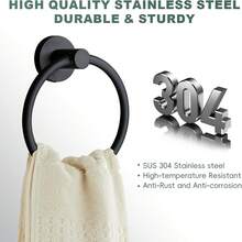 1pc Heavy Duty Towel Rack, Towel Ring - Bathroom & Kitchen Wall Mounted Towel Holder, Modern Round Towel Bar With Thick Ring Towel Rack Hardware Set - Multicolor - View 7