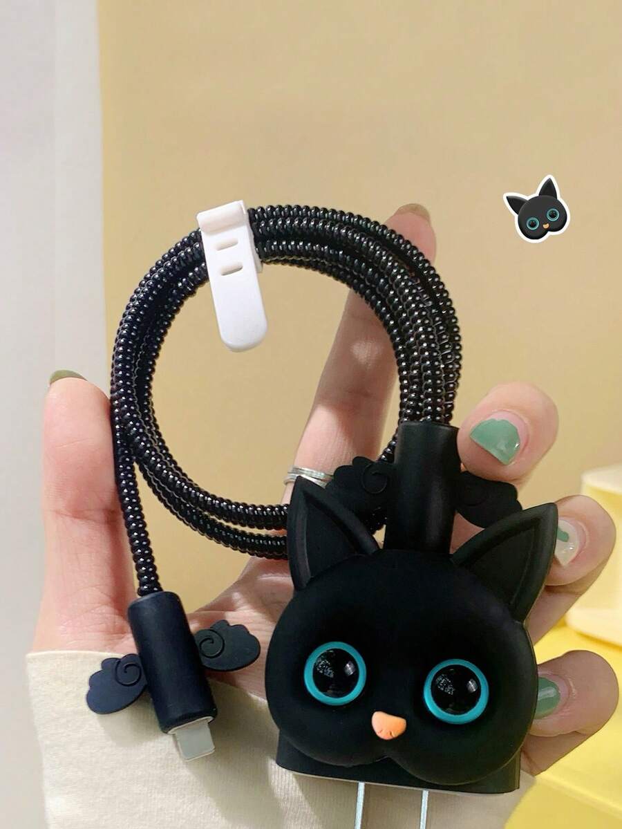 Set de 5 protectores de cable con forma de gato lindo, compatibles con cargadores Apple de 18W/20W, anti-doblado - Multicolor - Ver 1