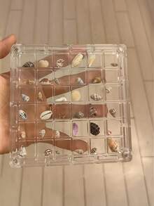 1 pieza Caja de almacenamiento de carcasa acrílica cuadrada transparente para exhibición de especímenes con 36 mini compartimentos, tapa magnética, alta claridad, perfecta para organización y exhibición de colecciones diarias - transparente - Ver 1