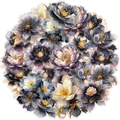  Etori Life Ink Night Dream 20pcs Black Gold Vintage Oil Painting Floral Pattern Pet Sticker Pack For Laptop, Gift Box Packaging, Office Decoration Accessories, Handmade Scrapbooking Supplies, Room Decoration, DIY Artwork, Art Supplies, Card Making, School Supplies, Toy Stickers Scrapbook Supplies