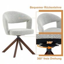 Chaises de salle à manger - Gris clair + Noyer + Tissu + Bois massif + Ensemble de 21 - Voir 6
