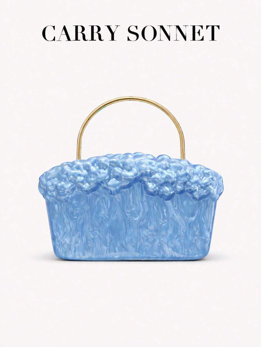 Bolso de mano con forma de nube de acrílico para mujer, bolso de mano de declaración artística adecuado para fiestas y bodas - Azul - Ver 1