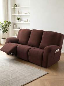 Waterproof Recliner Chair Cover Reclining Sofa Cover Jacquard Leaf Pattern 1pc - Coffee Brown - View 5