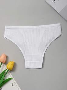 4 chiếc quần lót dây T-string ren trắng có gân, thoáng khí, thoải mái dành cho nữ - trắng - Xem 3