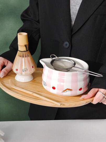 Bộ 1/2/4/5 món đồ chơi pha trà Matcha hình thú cưng dễ thương kẻ sọc mới, bát pha trà sáng tạo hấp dẫn, bộ sưu tập kẻ sọc cổ điển, bộ dụng cụ pha trà Matcha chất lượng cao bao gồm bát pha trà, que đánh trà, muỗng tre, rây lọc, phù hợp cho người yêu thích trà Matcha và người mới bắt đầu, món quà tuyệt vời cho Ngày của Mẹ, người lớn tuổi, Ngày Valentine.