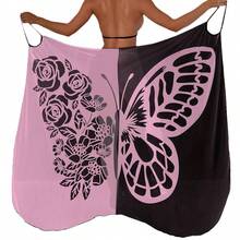 2024 Foreign Trade Cross-Border Beach Towel European And American Bikini Beach Swimsuit Butterfly Pattern Cover-Up Mesh Skirt - Orange - View 9