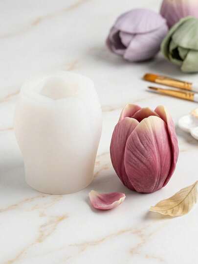 1pc 3D Rose Flower Shaped Silicone Mold, Suitable For Cake Decoration, Chocolate, Pudding