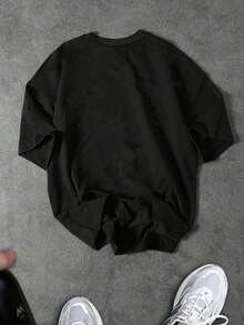 Camiseta deportiva de manga corta y cuello redondo para hombre, de moda casual de verano con estampado - Negro 21 - Ver 2