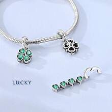 Horseshoe & Four-Leaf Clover Pendant Decorations, Suitable For DIY Bracelets And Necklaces, Lucky Gift For Vacation, Party, Holiday, Birthday And Other Occasions - Silver - View 2