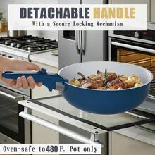 Pots And Pans Set Non Stick, 21 Pcs Ceramic Cookware Set With Detachable Handles, Healthy Induction Cookware Oven RV Kitchen Cooking Set With Utensils, Navy - View 7