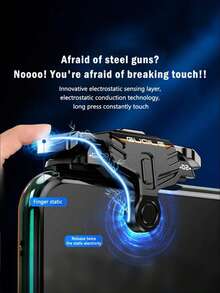 1 Pair GT02 Mobile Game Controller With Auto Trigger, Smart Fingertip Trigger For Precise Shooting, High Sensitivity, Static Sensing, 4-Finger Operation, Suitable For FPS Games, Android And IOS Mobile Game Accessories, No Latency, Easy To Use - Black - View 6