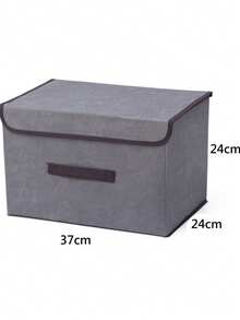 1pc Dustproof Linen Fabric Storage Box With Handle, Foldable And Stackable, Suitable For Storing Toys, Books, Cosmetics, Perfect For Wardrobe, Bedroom, Living Room, Kids Room, Dorm, Office, Apartment - Khaki - View 7