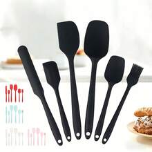 6件套硅胶铲套装，厨房用具，烹饪刮刀，刮取食材，烘焙，搅拌，适用于不粘锅具（黑色，红色） - 彩色 - 查看 1