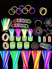 200/100/50pcs Glow Stick Bracelets & Necklaces, Fluorescent Colorful Glowing Sticks For Party, Wedding, Concert, DIY Glow Bracelets, Party Decorations, Music Festival Supplies - View 2