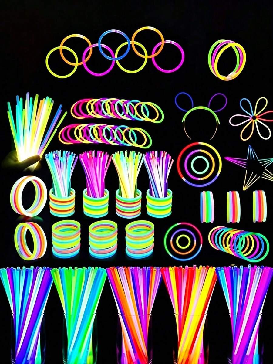 200/100/50pcs Glow Stick Bracelets & Necklaces, Fluorescent Colorful Glowing Sticks For Party, Wedding, Concert, DIY Glow Bracelets, Party Decorations, Music Festival Supplies