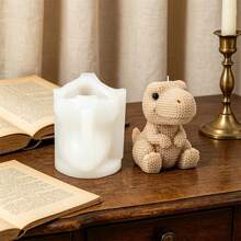 Molde de Silicone para Vela 3D de Dinossauro em Tricô, Molde de Resina de T-Rex Fofo Sentado para Velas Aromáticas DIY, Sabonete, Gesso, Decoração de Casa, Presente Artesanal, Molde de Silicone para Fabricação de Velas - T-Rex - Visão 7
