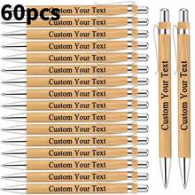 60pcs/36pcs/12pcs Customizable Bamboo Ballpoint Pens, Smooth Black Ink Writing, Suitable For Birthday, Anniversary, Inspirational Quotes And Special Gifts - Multicolor - View 2