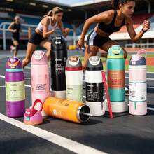 OWALA New 24OZ Stainless Steel Insulated Water Bottle With Straw, Suitable For Sports, Travel And School Activities. This Water Bottle Can Keep Water Temperature For Over 24 Hours, With Good Sealing, Portable, And Flip-Top Design, Perfect For Holding Cold And Hot Drinks, Coffee And Iced Beverages. - 彩色 - 查看 9