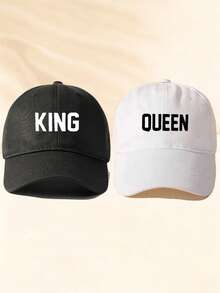 2pcs Women's Printed "KING QUEEN" Baseball Cap, Adjustable Outdoor Casual Sun Protection Hat Suitable For Spring, Autumn, Travel, Beach, Men's Y2K Style Hat - Baseball Cap 2 - View 14