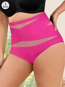 1 pieza Leggings sin costuras de cintura alta y peso ligero para mujer, shorts moldeadores de ajuste ceñido, ropa interior adelgazante abdominal, pantalones de control plano del abdomen, shorts levantadores de glúteos, pantalones de entrenamiento de cintura, lencería moldeadora abdominal - Rosa Roja - Ver 3