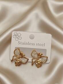 1 Pair 304 Stainless Steel Butterfly Drop Earrings For Women, Delicate, Luxury, Elegant, Retro, Suitable For Daily Wear, Outings, Mother's Day Gift - Butterfly - View 14