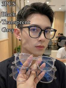 Men's Non-Prescription Square Frame Glasses - Clear - View 7