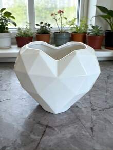 1个耐用塑料几何心形花盆 - 现代/户外花盆，3D打印，适用于阳台、花园、桌面装饰，不对称心形植物盆，多肉植物盆，情人节、母亲节的理想礼物 - 多色 - 查看 14