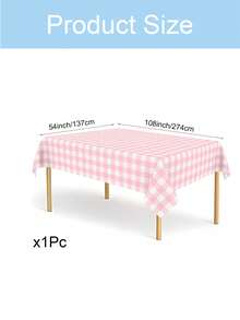 1/4/6pcs Gender Reveal Plaid Plastic Tablecloth, 137*274cm Disposable Pink And Blue Rectangular Tablecloth, Suitable For Baby Christening, Birthday Party And Gender Reveal Decoration - View 12