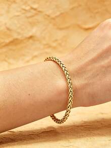 MONALLY Charmantes 18K Gold Weizenkette Armband für Herren, Edelstahl verstellbare Armkette, wasserdichter modischer Schmuck für Party und Alltag, perfektes Geschenk für Vater, Ehemann, Freund, Geburtstag, Jahrestag, Weihnachten - Kettenarmband - Übersicht 1