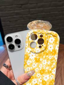 Fondo con estampado floral de margaritas blancas y amarillasfunda de teléfono Fundas compatibles con ,Apple,VIVO,OPPO,,, y Honor.Fabricadas en silicona TPU,ofrecen protección contra golpes y caídas. - Blanco - Ver 4