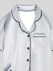 2pcs Tween Boy Short Sleeve Shorts Pajama Set - Light Grey - View 9