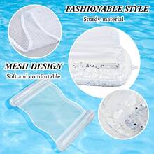 1 pieza Colchoneta de agua inflable flotante, esta hamaca de agua plegable de verano está hecha de material de PVC transparente con decoración de lentejuelas brillantes. Con una estructura de doble cámara y diseño plegable, este sillón inflable es imprescindible para cualquier actividad acuática o vacaciones en la playa. - convencional - Ver 9