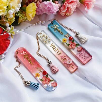 Bộ 11 khuôn silicon làm bookmark hình chữ nhật và hình elip bằng nhựa epoxy, khuôn đúc nhựa epoxy dùng để tự làm đồ trang trí sách, phụ kiện thủ công, khuôn bookmark hình dạng hỗn hợp có tua rua và đồ trang trí.