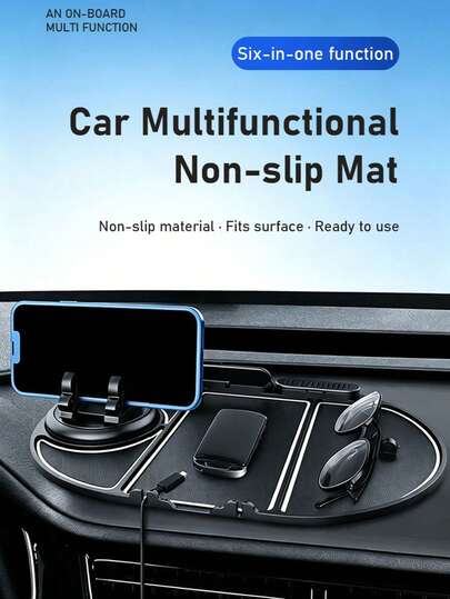 1pc Multi-Function Car Anti-Slip Mat, Phone Holder, Dashboard Storage Rack, Glasses Holder, Parking Card Holder