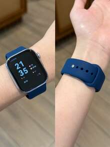 适用于华为 Watch Fit3、Fit4、Fit4 Pro 系列的硅胶表带，男女通用 - 午夜藍 - 查看 1