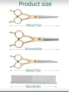 Set Gunting Perawatan Hewan Peliharaan Profesional 5 Buah, Gunting Pemangkas Bulu Anjing dan Kucing Emas untuk Tangan Kiri & Kanan, Gunting Lengkung & Lurus & Penipis, Kit Perawatan Ujung Bulat Baja Tahan Karat Tajam untuk Anjing Kecil dan Besar, Alat Perawatan Hewan - MultiWarna - View 5