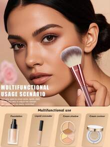 41 piezas Juego de herramientas de maquillaje todo en uno con 25 piezas de brochas de maquillaje, esponjas de maquillaje, polveras triangulares, polveras de cojín y limpiador de brochas, kit completo de belleza cosmética para maquillaje de rostro y ojos - Burdeos - Ver 4