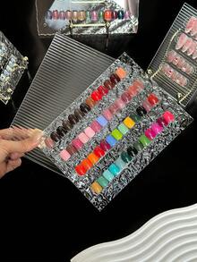 Acrylic Striped Nail Polish Display Board, Finished Sample Display Card, Nail Gel Color , Japanese Nail Art Display And Photography Prop, Nail Salon Product Showcase And Storage Board - Multicolor - View 4