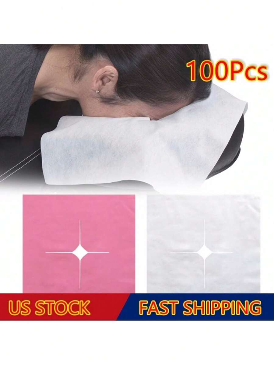 100 chiếc vỏ gối dùng một lần, mềm mại, không dính, thích hợp cho giường massage, giường nối mi, giường spa, giường điều trị xăm thẩm mỹ. - trắng - Xem 1