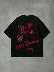 Women's Fashion Casual T-Shirt1pcs Women's Double-Sided Printing Von Dutchh Heart Logo With Key And Year 1999 Fabric Soft & Skin-Friendly Unisex Style Gifts For Spring Festival, Valentine's Day, St. Patrick's Day & World Cup-Van Dutch Dragon Print Women T Shirt Classic Americana Style Graphic Tee,Summer Outfits,Vacation Outfits Women,Summer Outfits For Women,Spring Outfits For Women,Summer Tops,St Pattys Day Outfit,Easter Outfit WomenWomen's Summer Print T-Shirts - 黑色 - 查看 4