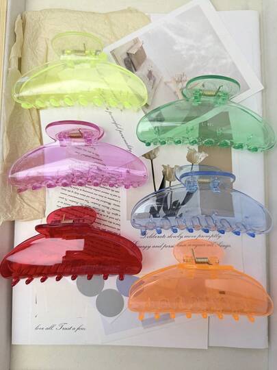 1个/6个透明荧光彩色多巴胺爪夹，新款夏季小众发爪，高品质醋酸纤维发饰