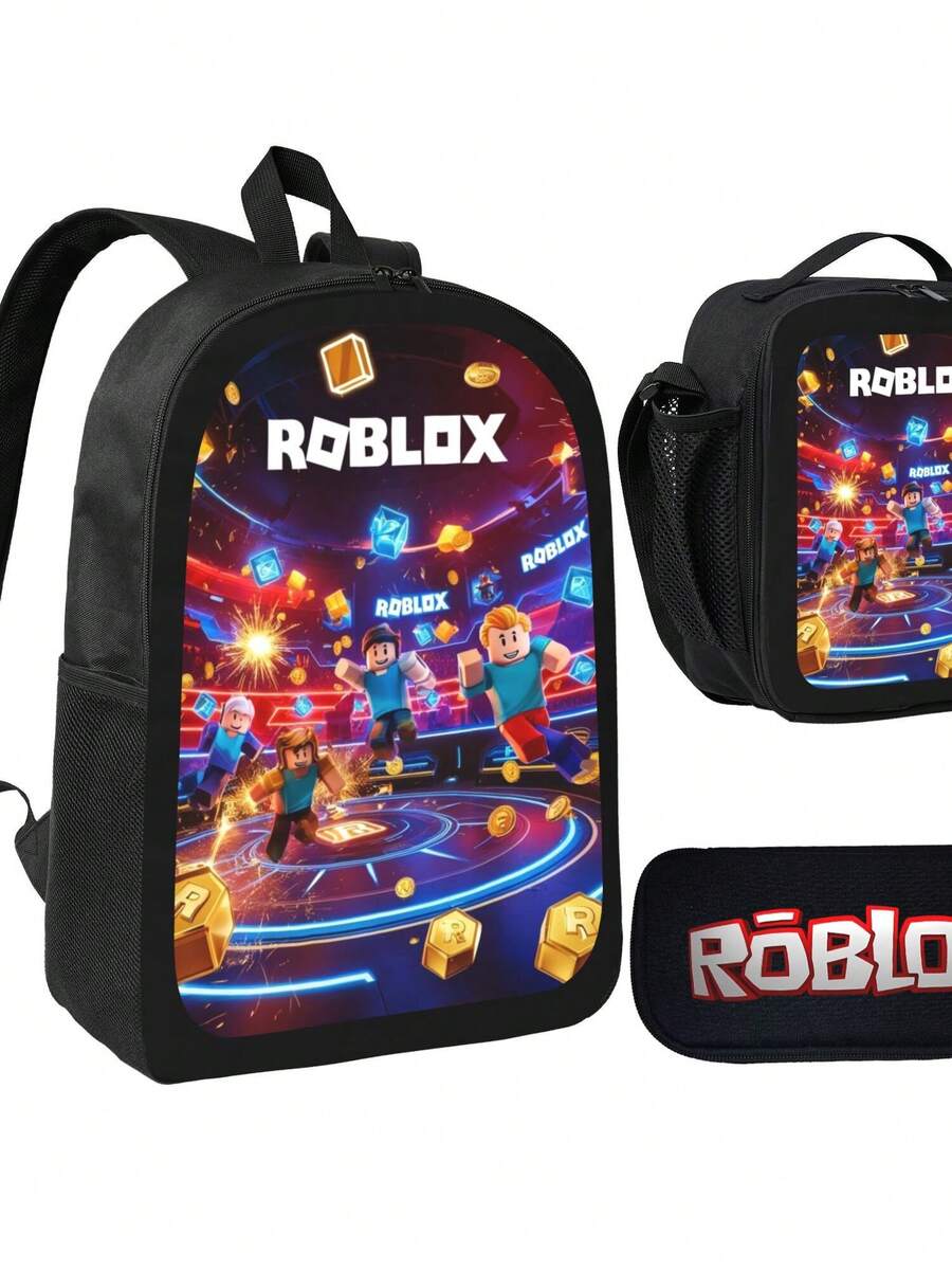 3-Piece Set - Large Capacity Backpack + Portable Lunch Bag + Pencil Case. This Backpack Is Suitable For Teenagers And Young Adults. It Is Ideal For Daily Use And Exploration, Making It An Excellent Gift For The Start Of The School Year. - màu đen - Xem 1