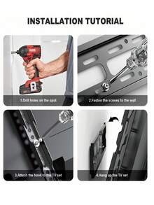 1个超薄电视壁挂支架，适用于26-60英寸电视 - 隐蔽式设计，最大承重50公斤（110磅），VESA 400x400毫米 - 牢固支撑您的电视，带来卓越的观看体验 - 黑色 - 查看 10