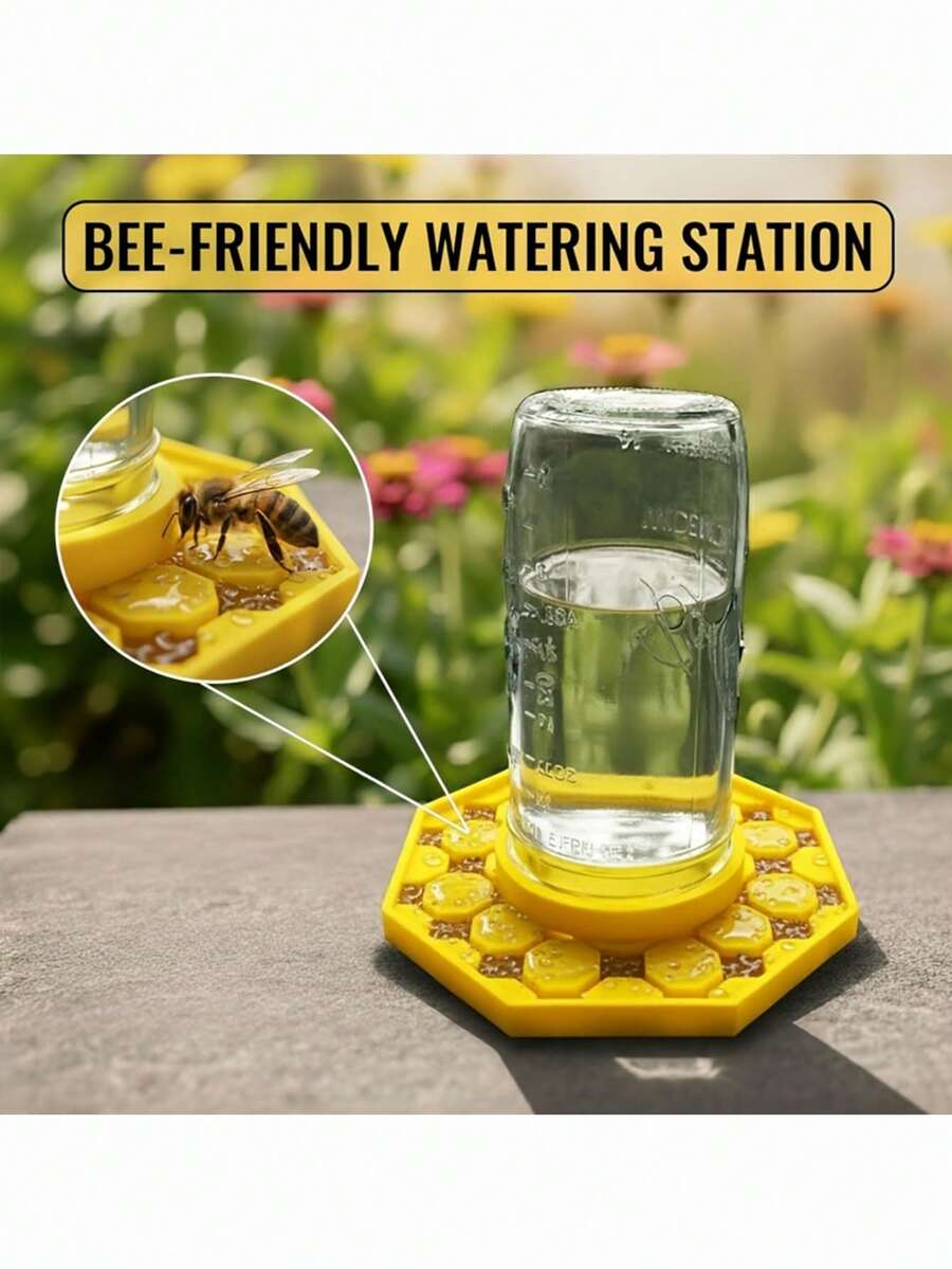 1pc Bee Feeder, Honeycomb Style Watering Station With Mason Jar Design, Suitable For Gardening Greenhouse And Beekeepers, Butterfly & Insect Waterer, Plastic Material, Easy To Clean - Bee Waterer, Automatic Bee Feeder, And Drinking Station Designed For Plastic Bottles, Can Serve As A Watering Spot For Bees And Butterflies. This Outdoor Feeder Can Be Installed At The Beehive Entrance, Can Hold Syrup Or Water - C - Xem 1