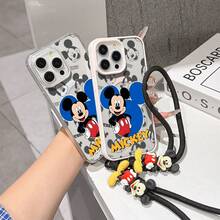 This Disney Mickey Mouse Pattern Lanyard Phone Case Features A Strong Magnetic Closure And Full Coverage Of Acrylic And TPU Material. It's Shockproof, Lightweight, And Suitable For IPhone17/16/11/13/15/15 Plus/15 Pro/15 Pro Max/12/14 Pro Max/11 Pro Max/12 Pro/12 Pro Max/13. It's A Popular Birthday Gift, Business Gift, Durable, Stain-Resistant, And Fingerprint-Resistant New Phone Case For Men And Women. It Also Includes A Mickey Mouse Phone Case And Mickey Mouse Doll Bracelet. Compatible With SamsungGalaxy S20, S21, S22, S23, And S24 Series. It's The Perfect Gift For Friends And Family. This Stylish Phone Case Is Fun, Lightweight, And Durable. IPhone17 Pro Max Phone Case, Minnie Phone Case. - 粉色 - 查看 4