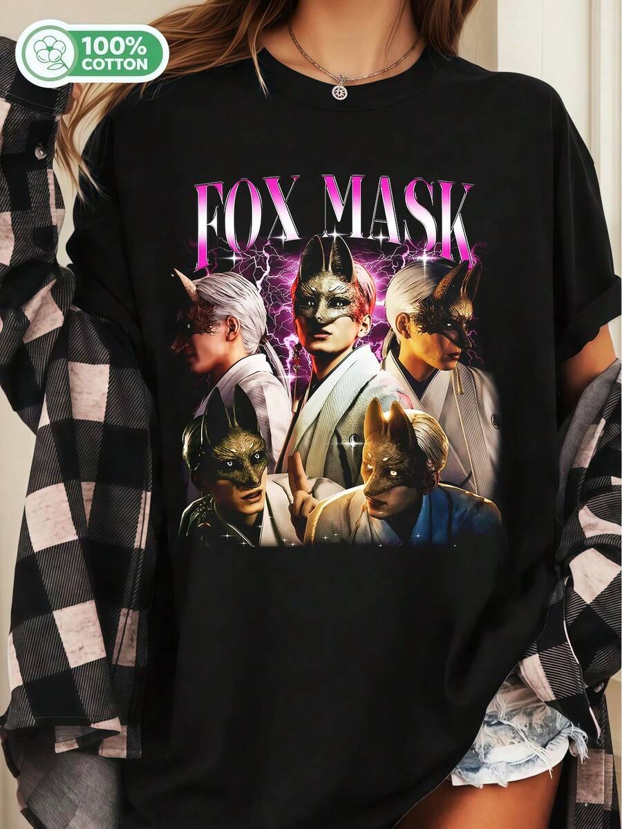 Silent Hill F Fox Mask Shirt Kotoyuki T Shirt, Horror Game Graphic Tee - Black - View 1